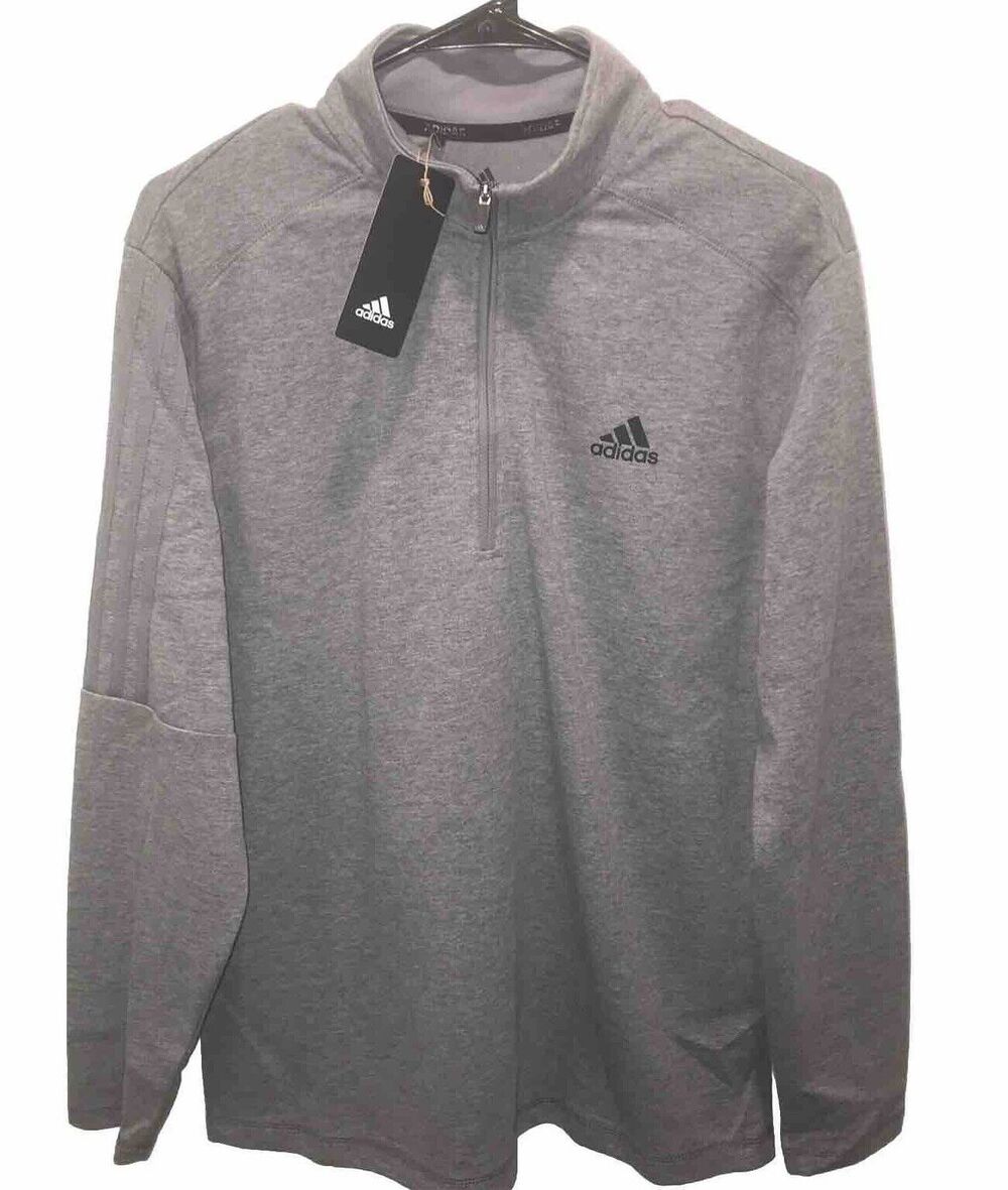 Adidas Golf Fleece Pullover Sweatshirt Mens Medium Gray 1/2 Zip Mock Neck NWT
